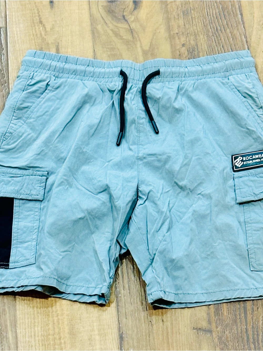 Rocawear Gray Cargo Shorts with Black Drawstring Accents